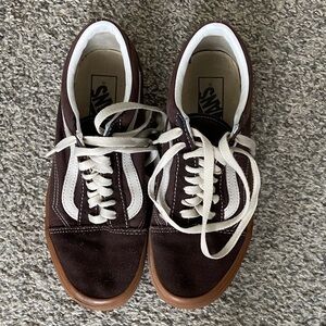 Vans Men's Dark Brown and White Sneakers